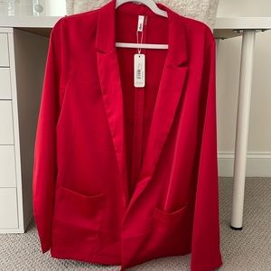NWT!! GLAM Red Satin Blazer